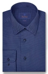 David Donahue Trim Fit Micro Geometric Cotton Dress Shirt In Blue