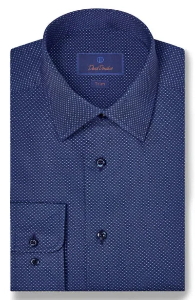 David Donahue Trim Fit Micro Geometric Cotton Dress Shirt In Blue