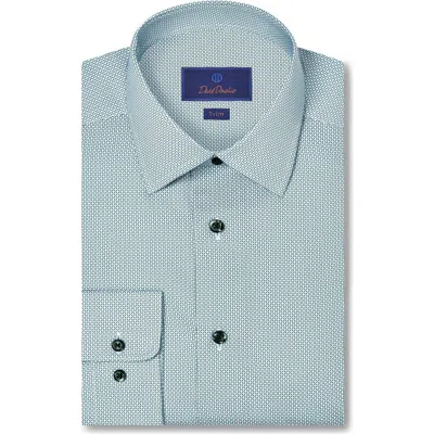 David Donahue Trim Fit Micro Geometric Cotton Dress Shirt In Multi