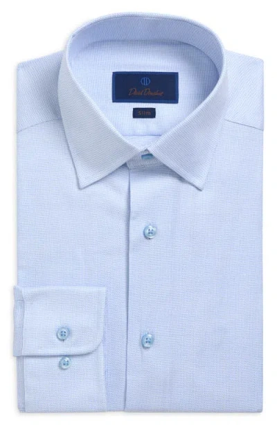 David Donahue Trim Fit Micro Geometric Print Dress Shirt In Blue