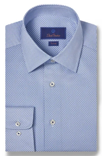 David Donahue Trim Fit Micro Print Dress Shirt In Blue/sky