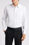 David Donahue Trim Fit Micro Print Dress Shirt In Purple/sky