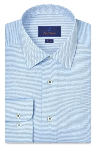 David Donahue Trim Fit Microcheck Cotton Dobby Dress Shirt In Blue