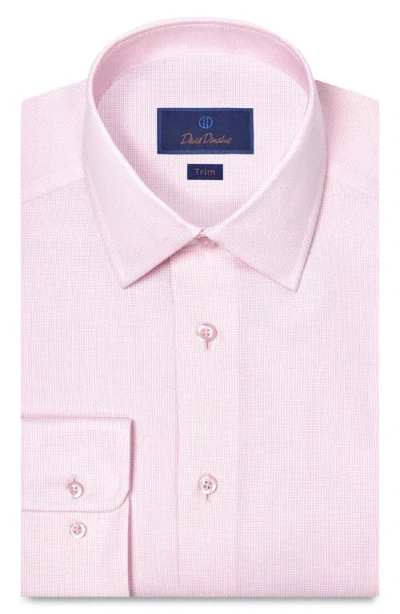David Donahue Trim Fit Microcheck Cotton Dobby Dress Shirt In Pink