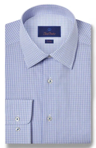 David Donahue Trim Fit Microcheck Cotton Dress Shirt In Blue