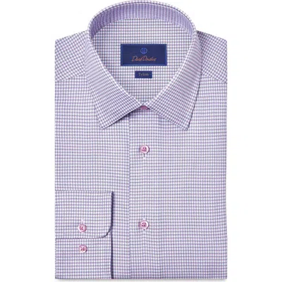 David Donahue Trim Fit Microcheck Cotton Twill Dress Shirt In Multi