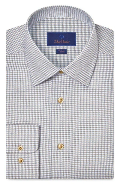 David Donahue Trim Fit Microcheck Cotton Twill Dress Shirt In Blue