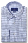 David Donahue Trim Fit Twill Texture Check Dress Shirt In Blue/sky