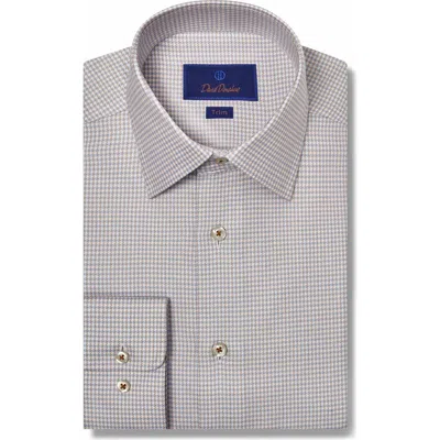 David Donahue Trim Fit Microcheck Pima Cotton Twill Dress Shirt In Sky/dune