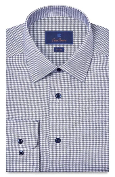David Donahue Trim Fit Microcheck Stretch Cotton Twill Dress Shirt In Blue