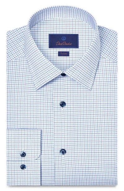 David Donahue Trim Fit Microcheck Stretch Cotton Twill Dress Shirt In Blue