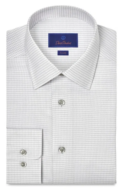 David Donahue Trim Fit Microcheck Stretch Cotton Twill Dress Shirt In White