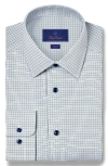 David Donahue Trim Fit Microcheck Textured Cotton Dobby Dress Shirt In Blue
