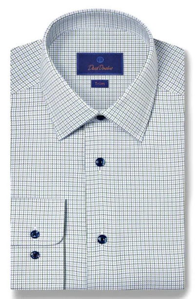 David Donahue Trim Fit Microcheck Textured Cotton Dobby Dress Shirt In Blue