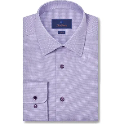 David Donahue Trim Fit Microdobby Dress Shirt In Purple