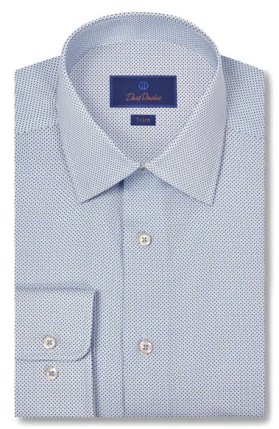 David Donahue Trim Fit Microdot Print Dress Shirt In Blue