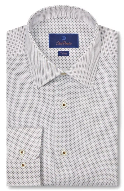 David Donahue Trim Fit Microdot Print Dress Shirt In Gray