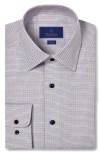 David Donahue Trim Fit Micropattern Cotton Dobby Dress Shirt In Blue/chocolate