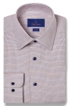 David Donahue Trim Fit Micropattern Cotton Dobby Dress Shirt In Blue/orange