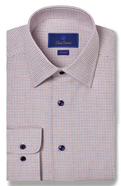 David Donahue Trim Fit Micropattern Cotton Dobby Dress Shirt In Multi