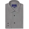 David Donahue Trim Fit Micropattern Cotton Dress Shirt In Black