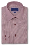 David Donahue Trim Fit Micropattern Cotton Dress Shirt In Merlot