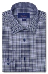 David Donahue Trim Fit Micropattern Cotton Dress Shirt In Navy