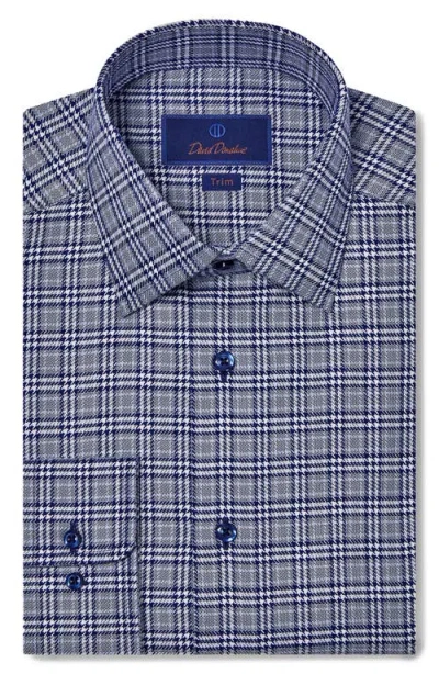 David Donahue Twill Plaid Sport Shirt In Blue