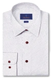 David Donahue Trim Fit Microprint Cotton Herringbone Dress Shirt In White