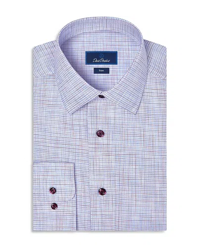David Donahue Trim Fit Multi Check Cotton Dress Shirt In Blue