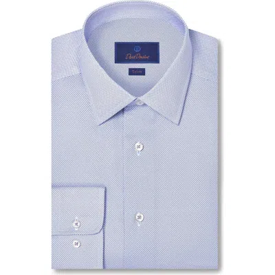 David Donahue Trim Fit Neat Cotton Dress Shirt In Blue