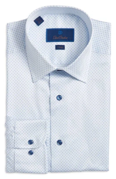 David Donahue Trim Fit Neat Print Cotton Dress Shirt In Blue
