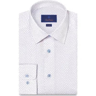 David Donahue Trim Fit Neat Print Cotton Dress Shirt In Multi