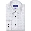 David Donahue Trim Fit Neat Print Dress Shirt In White
