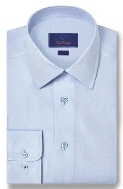 David Donahue Trim Fit Pin Dot Cotton & Silk Dress Shirt In Sky