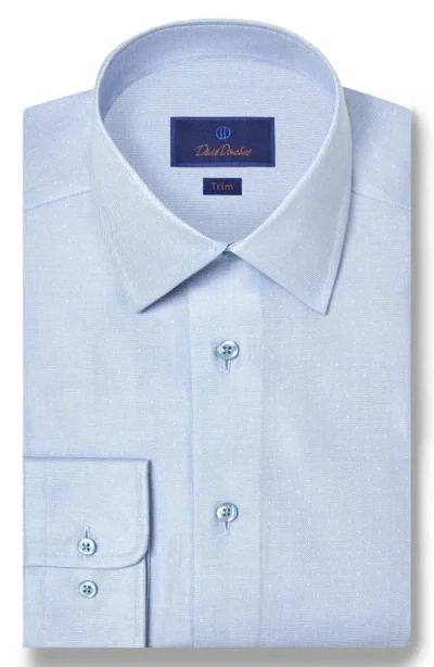 David Donahue Trim Fit Silk Blend Dot Dress Shirt In Blue