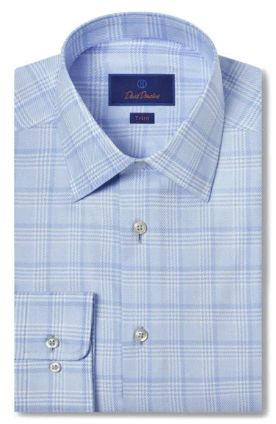 David Donahue Trim Fit Plaid Pima Cotton Dobby Dress Shirt In Sky
