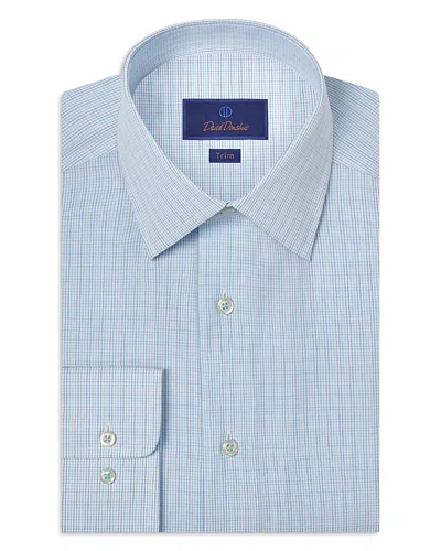 David Donahue Trim Fit Poplin Micro Check Dress Shirt