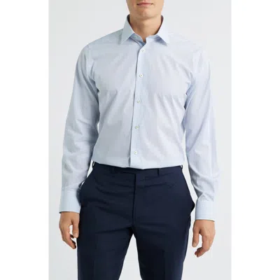 David Donahue Trim Fit Poplin Micro Check Dress Shirt In Blue