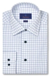 David Donahue Trim Fit Royal Oxford Check Dress Shirt In Blue