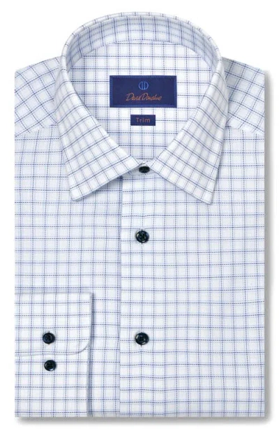 David Donahue Trim Fit Royal Oxford Check Dress Shirt In Blue