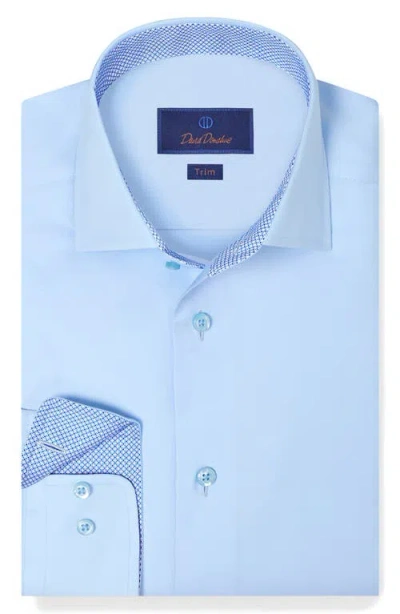 David Donahue Trim Fit Sky Blue Cotton Twill Dress Shirt