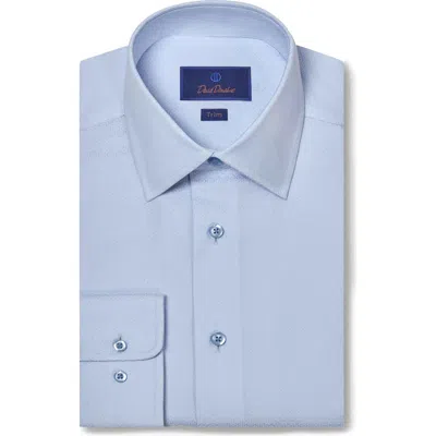 David Donahue Trim Fit Solid Cotton Dobby Dress Shirt In Sky