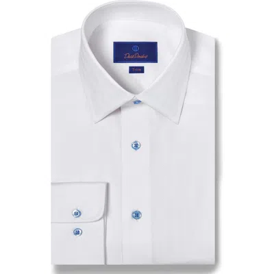 David Donahue Super Fine Twill Slim Fit Dress Shirt In White