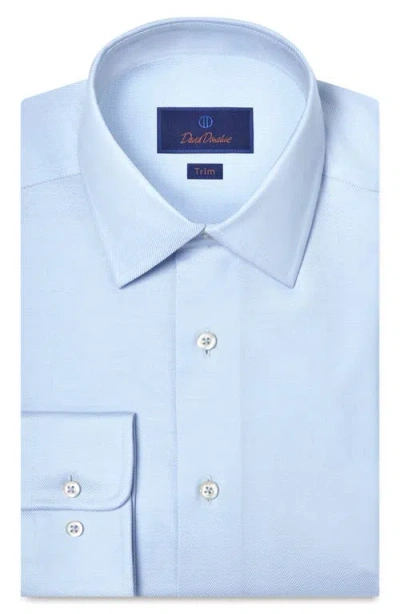 David Donahue Trim Fit Solid Stretch Cotton Twill Dress Shirt In Blue