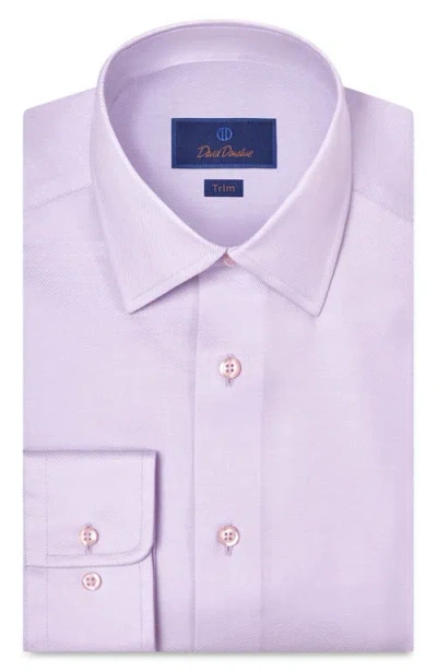 David Donahue Trim Fit Solid Stretch Cotton Twill Dress Shirt In Purple