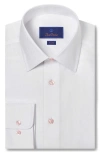 David Donahue Trim Fit Micro Texture Dobby Dress Shirt In White/white