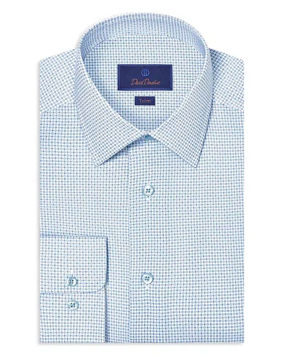 David Donahue Trim Fit Stretch Micro Neat Print Dress Shirt In Blue