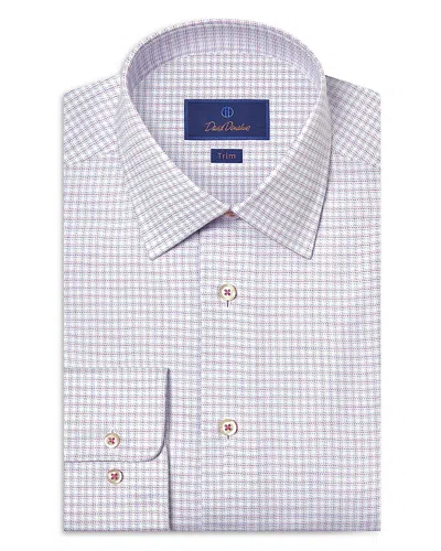 David Donahue Trim Fit Stretch Twill Check Dress Shirt In Blue