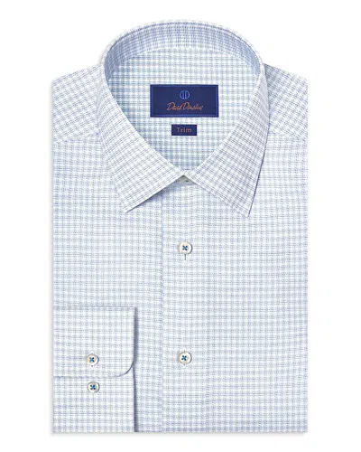 David Donahue Trim Fit Stretch Twill Check Dress Shirt In White
